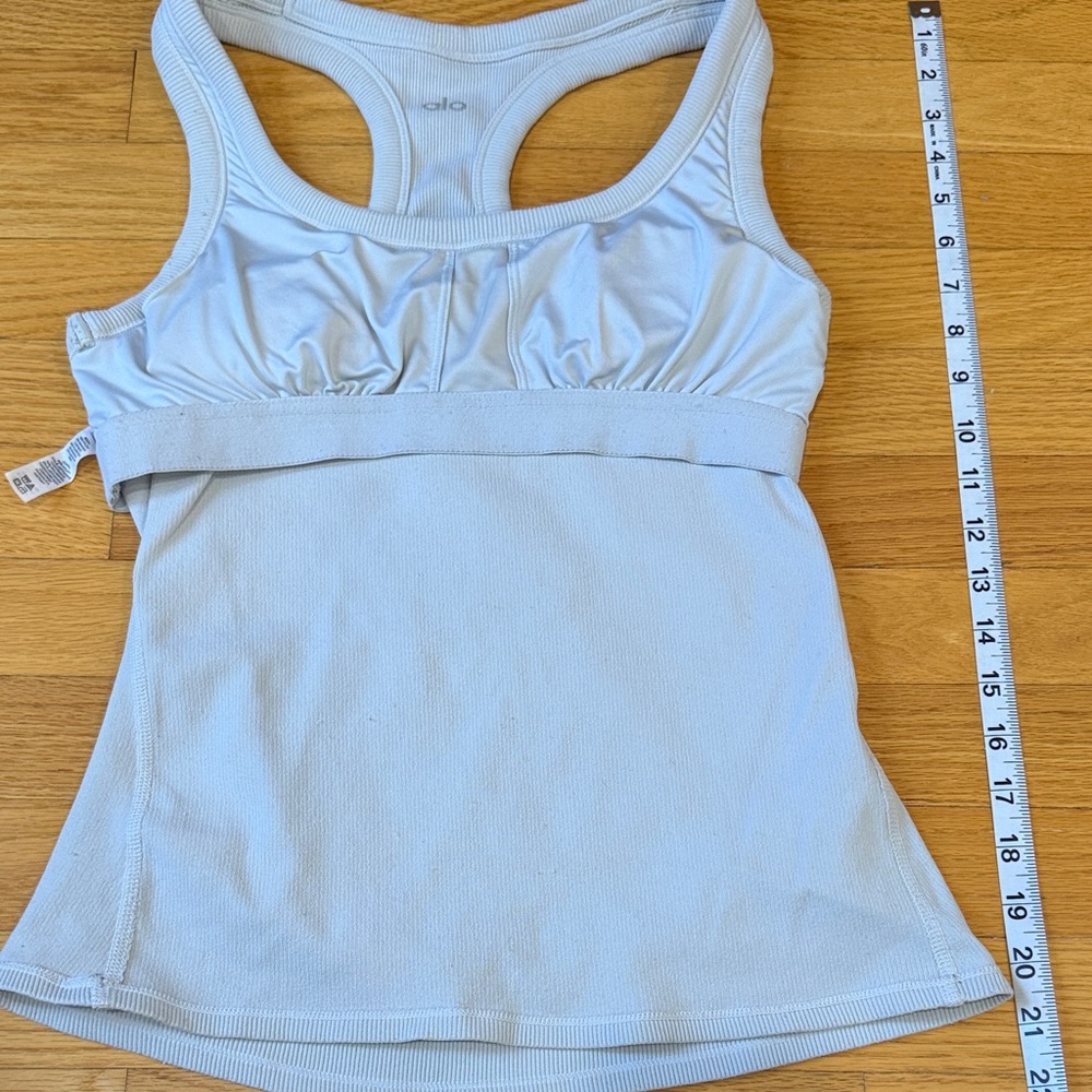 ALO Yoga Pale Grey Ribbed Racerback Tank - Picture 4 of 5